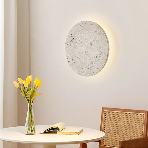applique murale ronde en pierre naturelle ambiance artistique - vue 4 sur 8