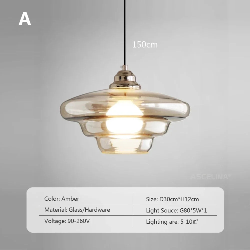 suspension rétro en verre plaqué pour décoration moderne - vue 7 sur 9