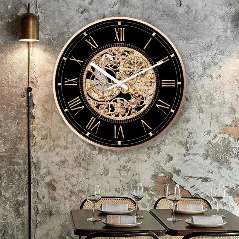 horloge murale rétro silencieuse à quartz pour restaurant américain - vue 5 sur 7
