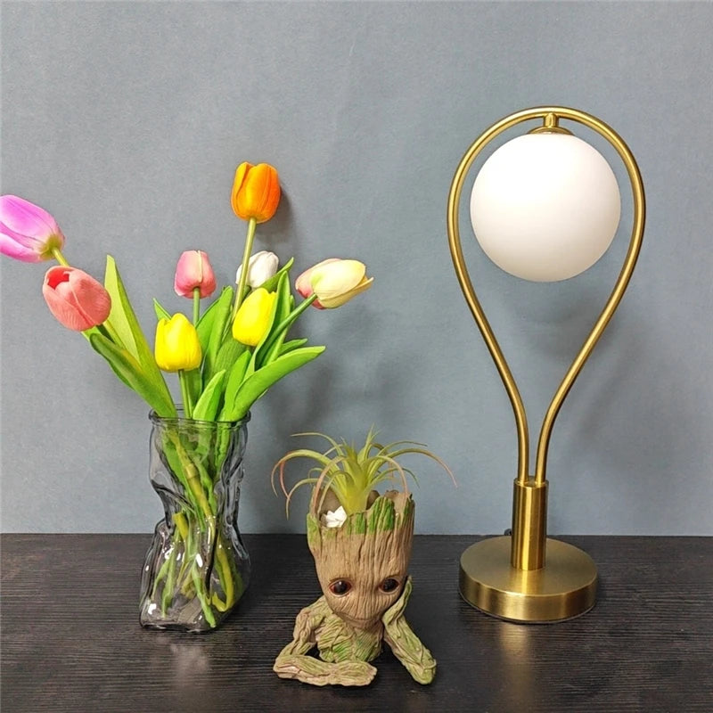 lampes de sol led artistiques en forme de raquette avec boule de verre - vue 7 sur 7