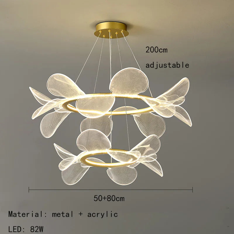 lustre en acrylique avec anneau doré à intensité variable  livraison directe - vue 10 sur 10