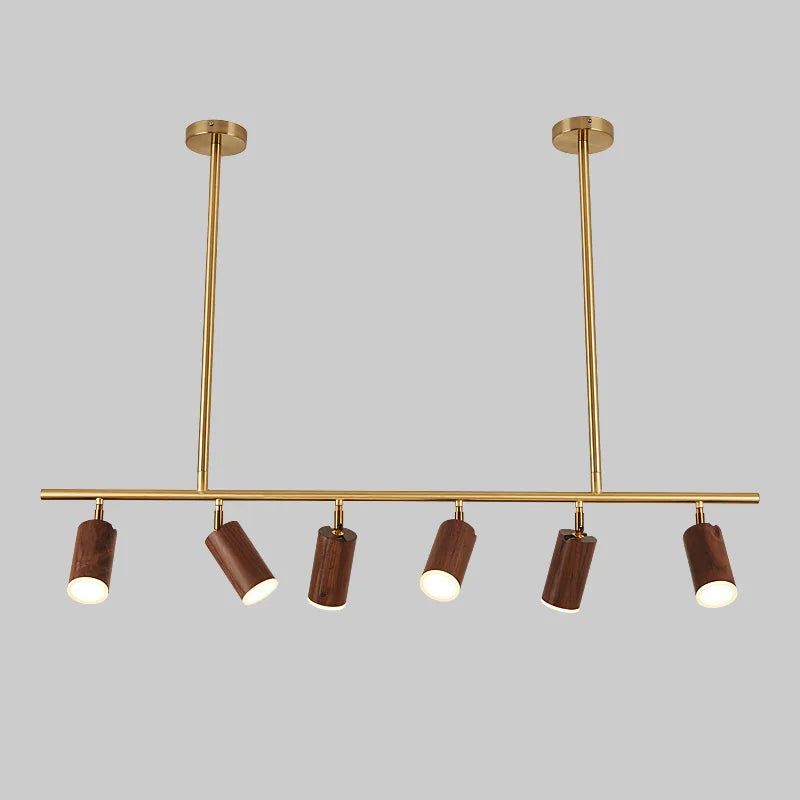lustre led moderne en bois de noyer pour décoration maison - vue 4 sur 7