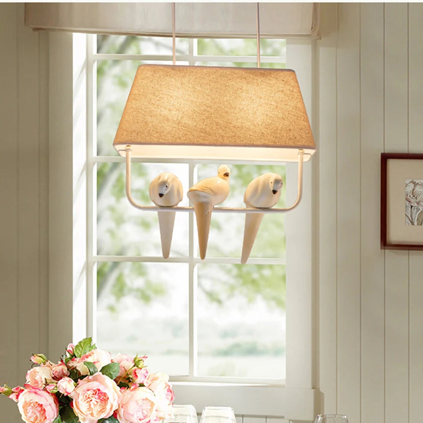 lustre style japonais simple avec suspension oiseau - vue 3 sur 10
