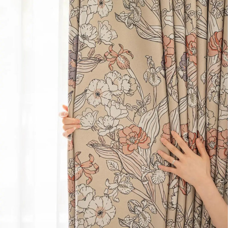 Rideau occultant motif floral style moderne pour salon