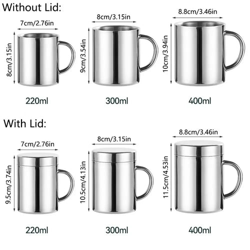 Mug café inox double paroi avec anse incassable