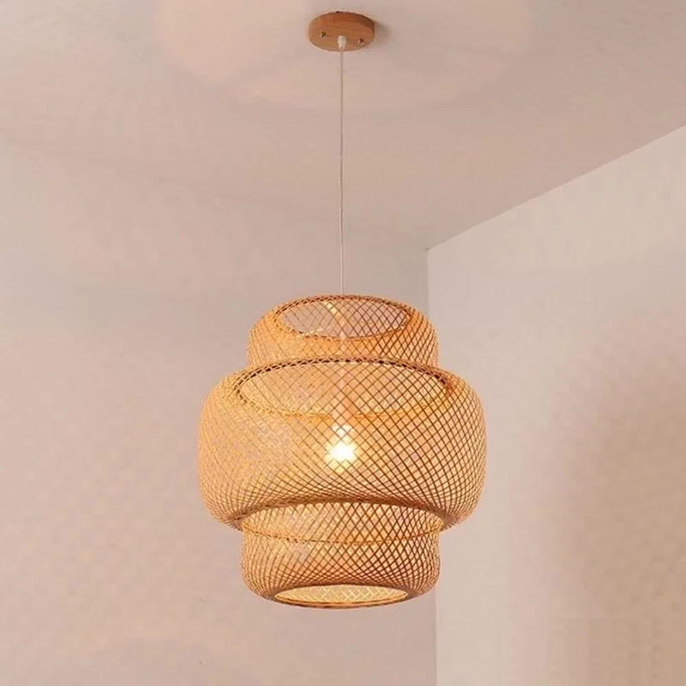 lampes suspendues style chinois tricotées à la main en bambou - vue 5 sur 16
