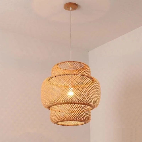 lampes suspendues style chinois tricotées à la main en bambou - vue 6 sur 16