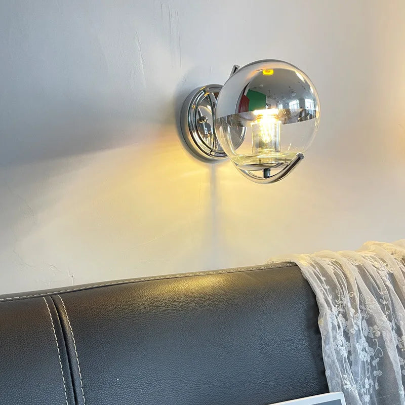 applique murale moderne minimaliste en argent à bulles en verre - vue 4 sur 7