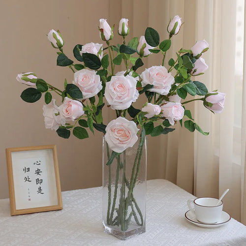 3 têtes de roses artificielles pour décoration de mariage et chambre - vue 3 sur 10
