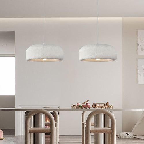 Suspension design avec abat-jour arrondi blanc Mango