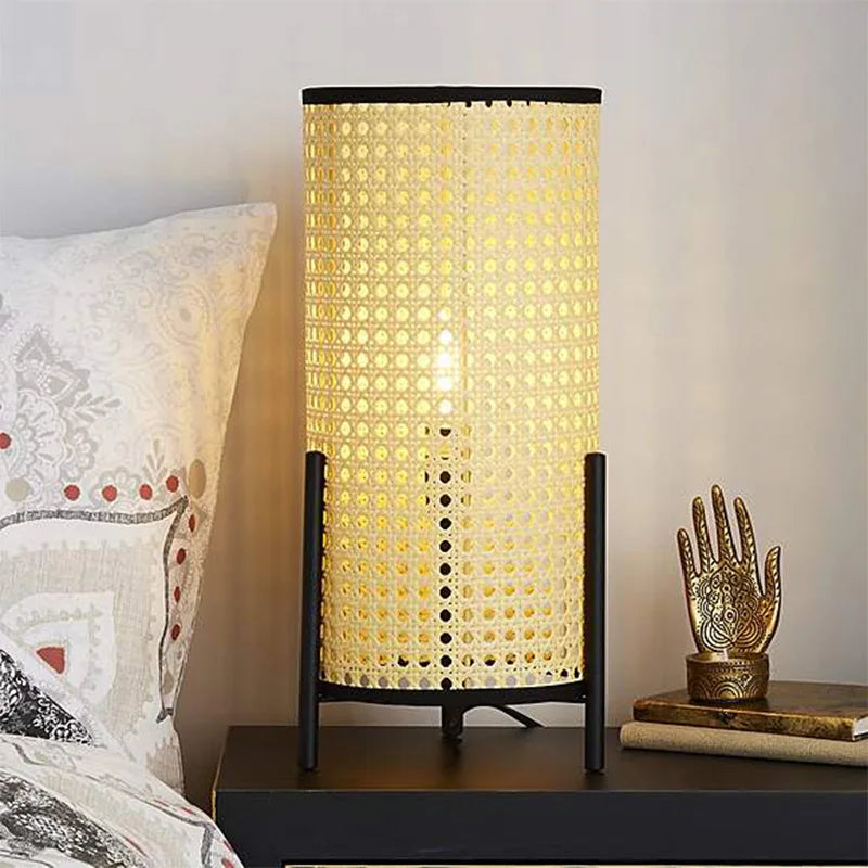 lampadaire japonais led en bambou et rotin décoratif moderne