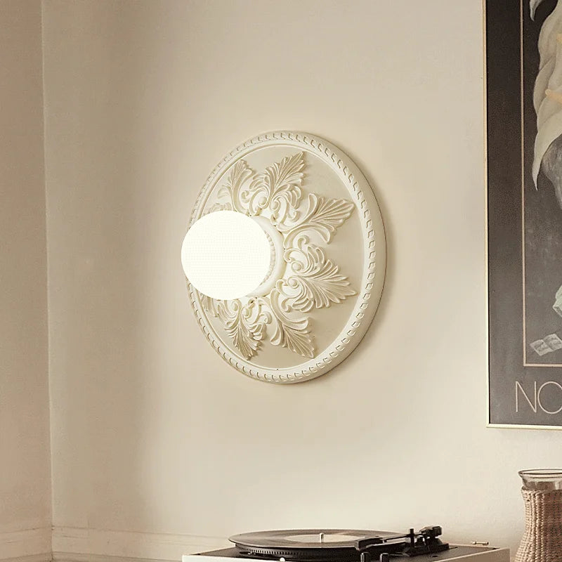 applique murale ronde rétro en verre blanc haut de gamme - vue 5 sur 8