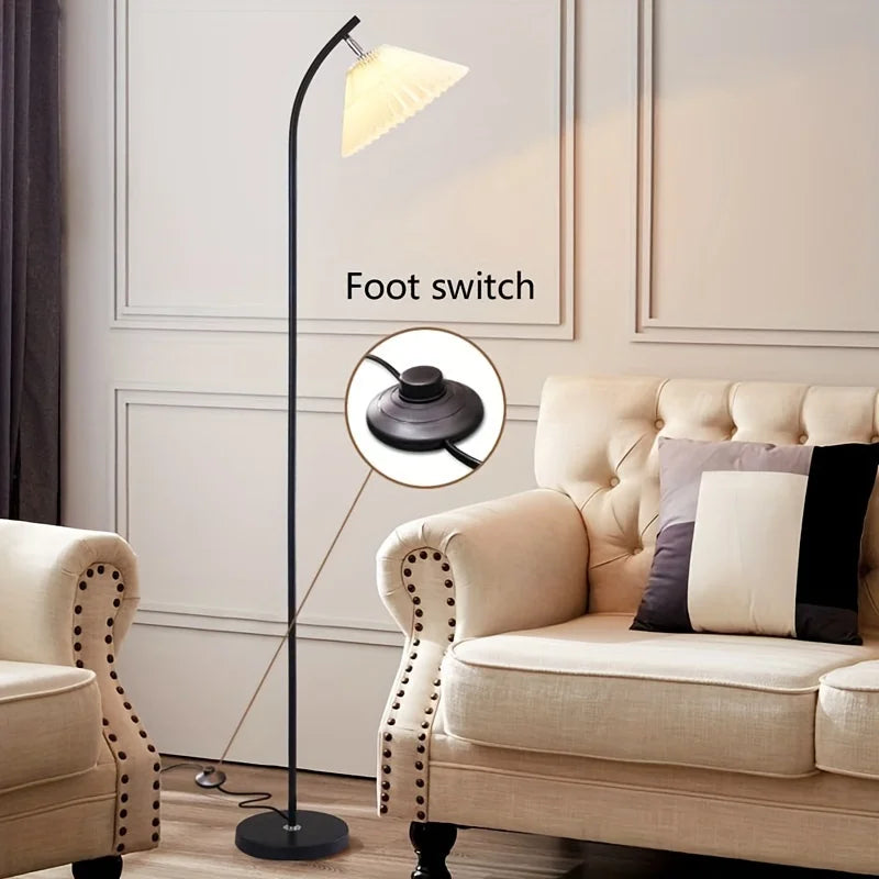 lampadaire nordique moderne abat-jour plissé pour décoration intérieure