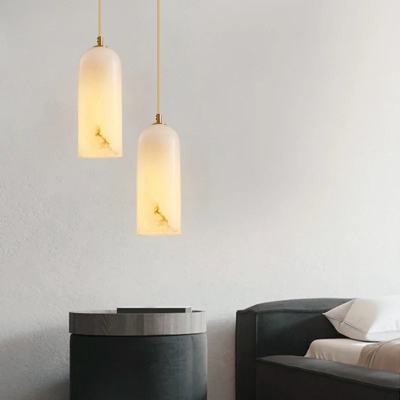 lustre nordique en marbre naturel design lumineux pour espace moderne - vue 3 sur 7