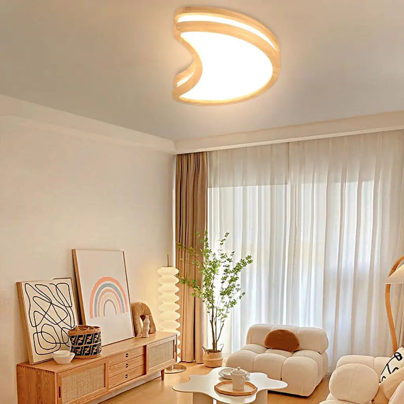 Plafonnier Led en bois avec lune Simple