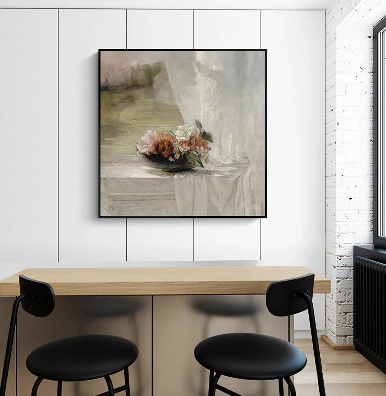 affiche d'art vintage nature morte prairie fleurs sauvages tournesol