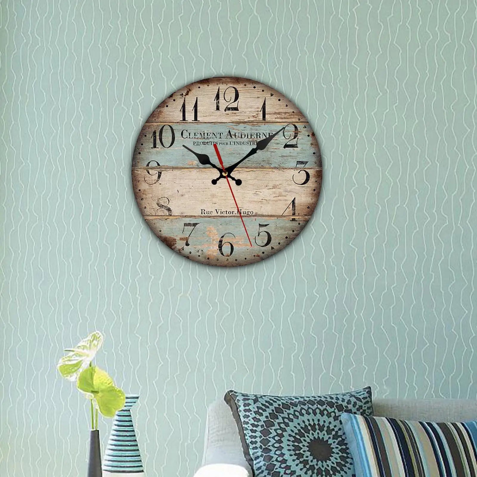 horloge murale en bois style européen silencieuse pour bureau et école - vue 11 sur 11