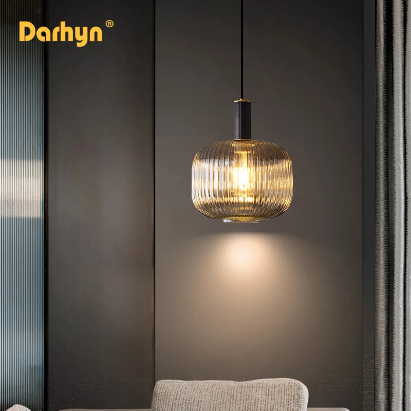 lustre rétro led en verre pour décoration intérieure
