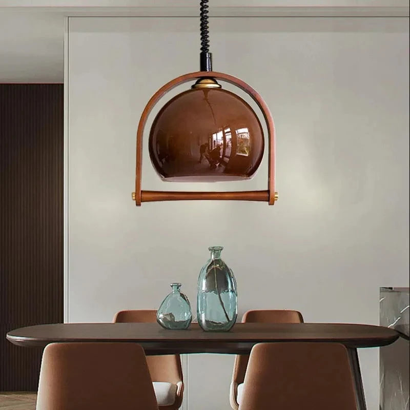 suspension en verre et bois style moderne hauteur réglable pour intérieur - vue 5 sur 8