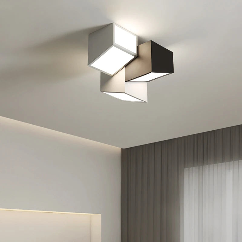 plafonnier géométrique minimaliste moderne simple combinaison lampe d'entrée