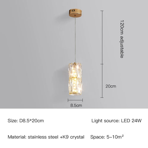 suspension nordique moderne en acier inoxydable et cristal décoratif - vue 12 sur 18