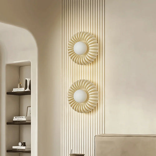 applique murale ronde rétro en verre blanc haut de gamme - vue 5 sur 8