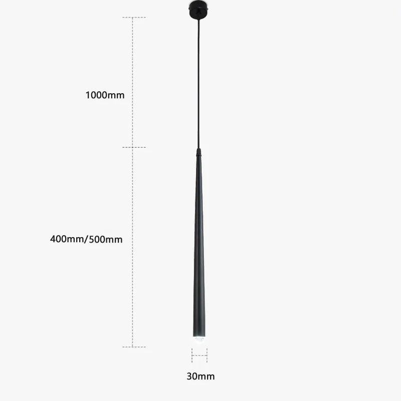 suspension conique en tube long en acrylique et cuivre pour bar et magasin