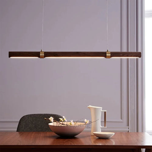 suspension LED minimaliste imitation bois métal hauteur réglable