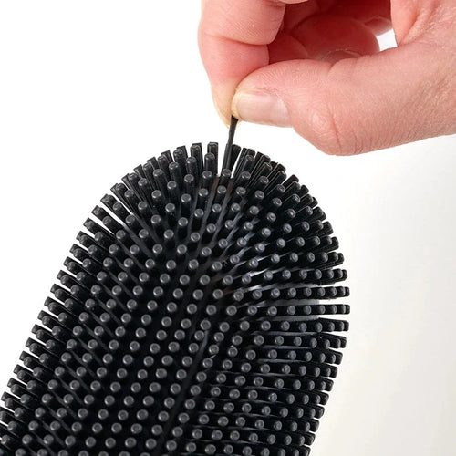brosse de toilette luxe en métal et plastique avec support amovible - vue 3 sur 8