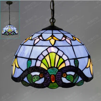 suspension tiffany en verre fait main style nordique paon - vue 9 sur 10