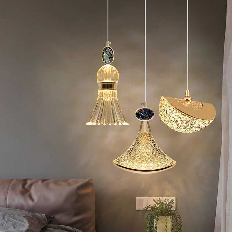 Plafond LED en cristal nordique lustre salon chambre chevet suspension lumières décor à la maison éclairage lampe suspendue pour plafond
