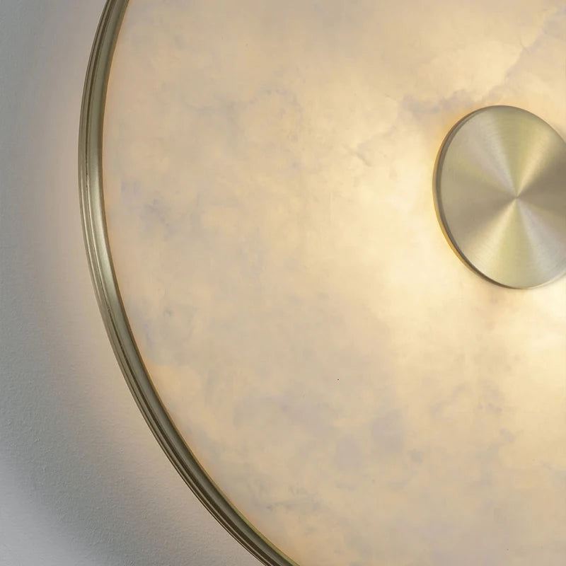 lampe de chevet créative en cuivre et marbre naturel à led
