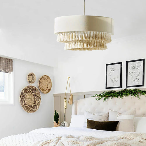 lustre en tissu style bohème wabi sabi mode japonaise - vue 3 sur 9