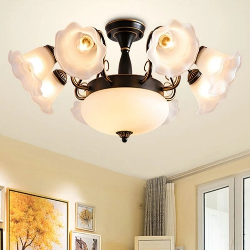 2023 European Iron Art Chandelier For Living Room And Restaurant High-end American Led Energy-saving Lamp Bedroom Ceiling Light - vue 7 sur 12