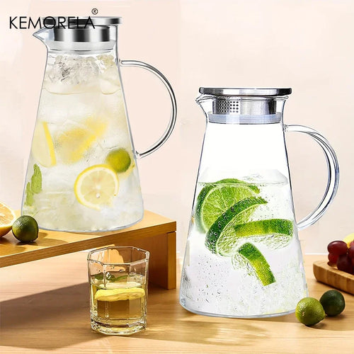 Carafe en verre avec tasses poignée grande capacité