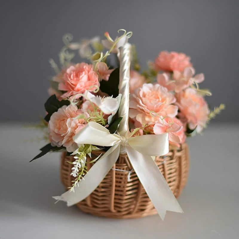 panier de fleurs de mariage tissé à la main pour rangement et pique-nique - vue 5 sur 10