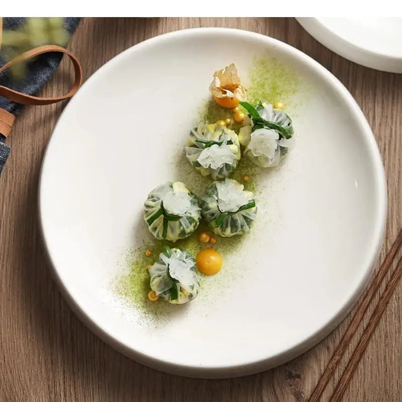 Assiettes céramique rondes style japonais pour repas