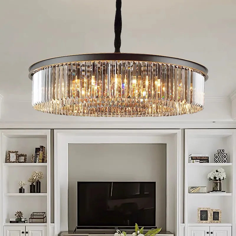 Nouveau Lustre en cristal LED moderne américain salon salle à manger Villa suspension chambre plafond suspension lampe décor à la maison Lustre