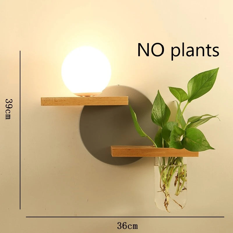 applique murale led en bois avec pot de plante nordique - vue 15 sur 23