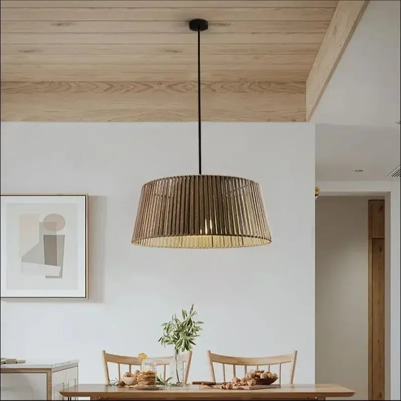 lustre en métal nordique avec corde tissée pour décoration intérieure - vue 3 sur 12