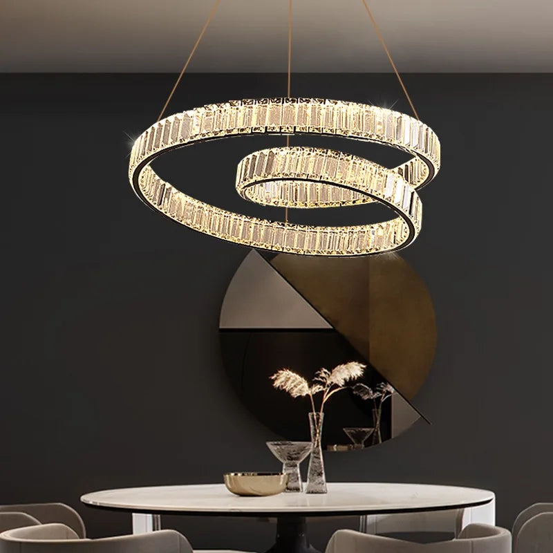 lustre cristal led luxe deco suspension