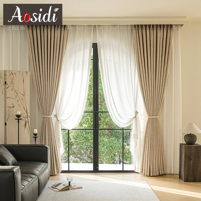 Rideau occultant texturé motif floral style chinois salon