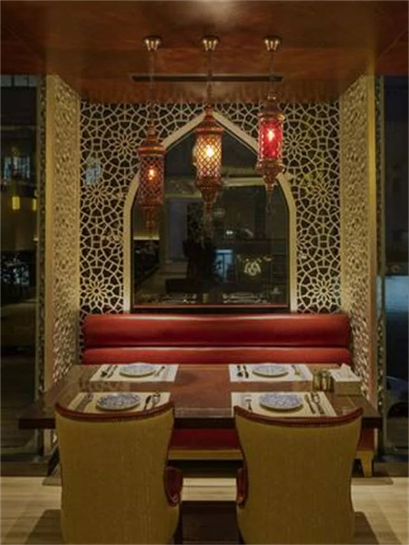 lustre industriel rétro en fer et verre coloré pour établissements asiatiques - vue 4 sur 14