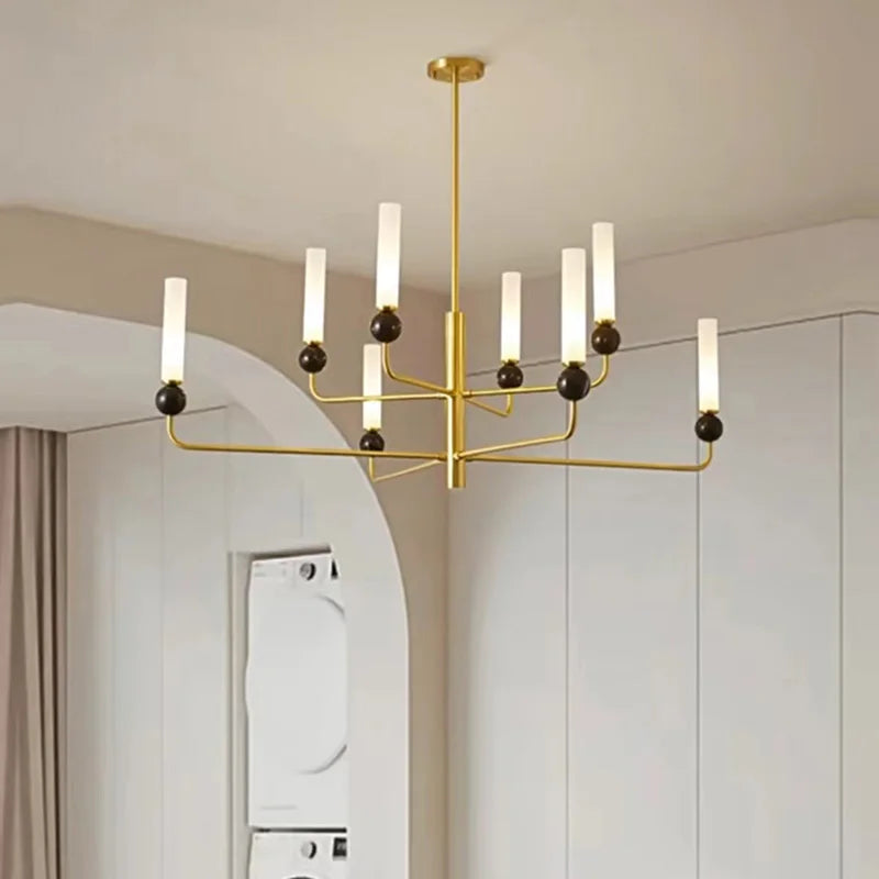 lustre simple et moderne en laiton avec boule en acrylique - vue 3 sur 16