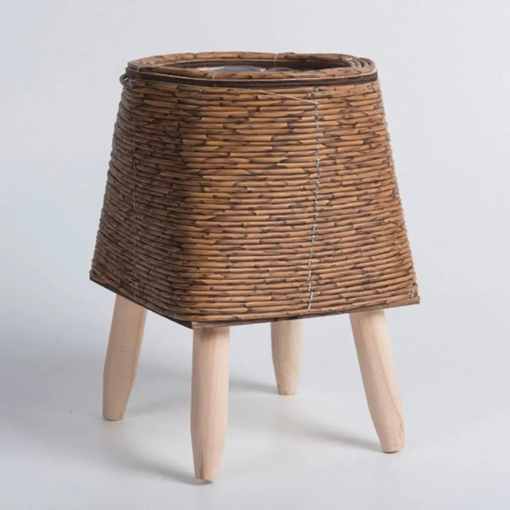 pot de fleurs rotin tressé créatif avec pieds amovibles et support durable - vue 9 sur 14