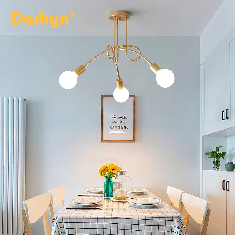 Lustre minimaliste moderne créatif en forme de branche plafonnier plaqué or hôtel restaurant salon cuisine chambre lumière