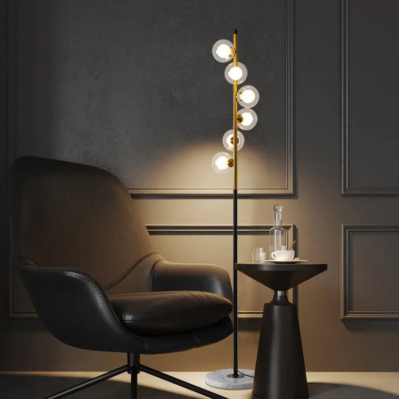 lampadaire led bicolore moderne en verre et fer marbre