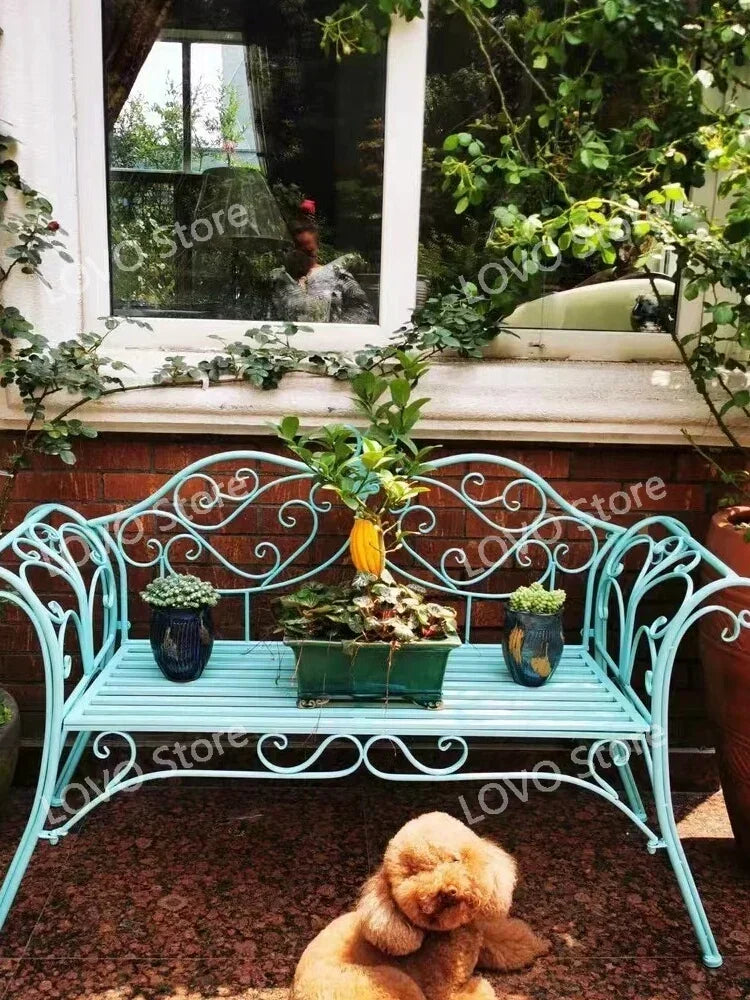 banc de jardin fer forgé table et chaises extérieur