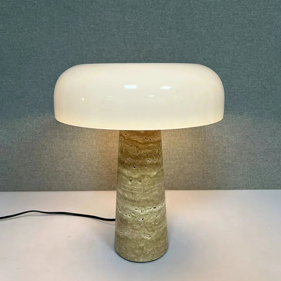 High Quality Cave Stone Desk Lamp White Glass Shade Table Light Fixture - vue 6 sur 7