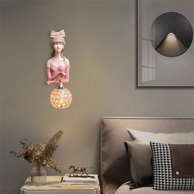applique murale led moderne en résine pour belle fille